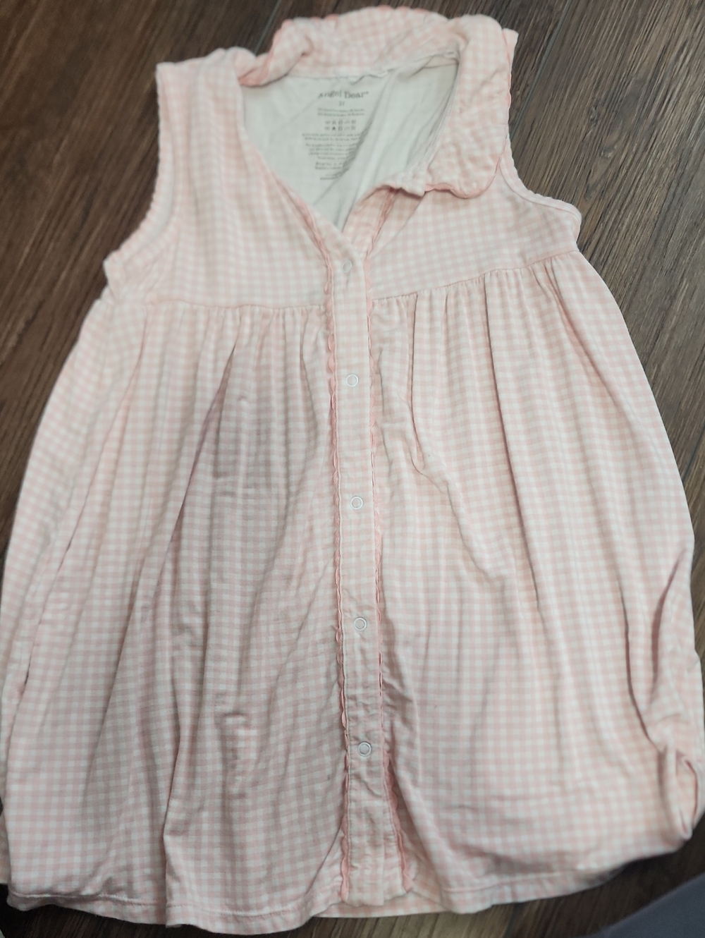 Soft Pink Gingham Sleeveless Girls' Dress